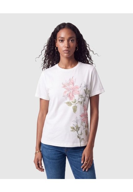Camiseta Estampada Manga Corta Para Mujer  Para Mujer Blanco Patprimo