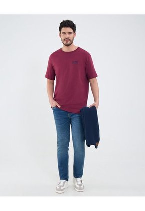 Camiseta Para Hombre Manga Corta Cuello Redondo Color Vino Marca Patprimo #44090939