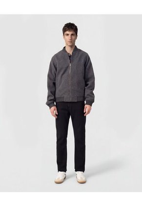 Chaqueta Bomber Con Textura De Lana   Para Hombre Gris Patprimo