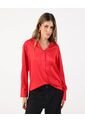 Camisa Satinada De Manga Larga   Para Mujer Rojo Patprimo de Patprimo