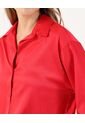 Camisa Satinada De Manga Larga   Para Mujer Rojo Patprimo de Patprimo