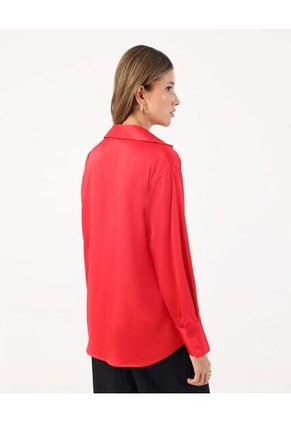 Camisa Satinada De Manga Larga Para Mujer Rojo Patprimo