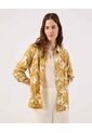 Camisa Estampada Manga Larga  Para Mujer Amarillo Patprimo de Patprimo