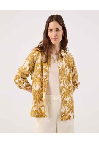 Camisa Estampada Manga Larga  Para Mujer Amarillo Patprimo Patprimo