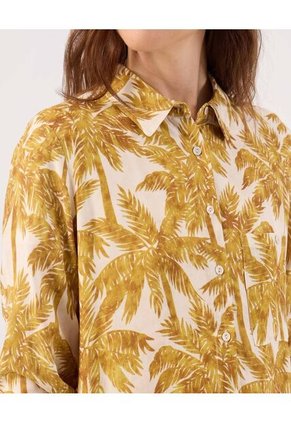 Camisa Estampada Manga Larga  Para Mujer Amarillo Patprimo