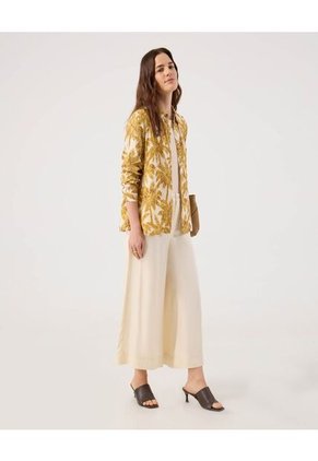 Camisa Estampada Manga Larga  Para Mujer Amarillo Patprimo