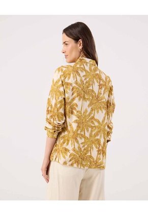 Camisa Estampada Manga Larga  Para Mujer Amarillo Patprimo