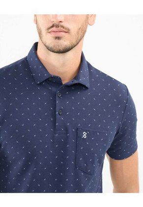 Polo Estampado  Para Hombre Azul Patprimo