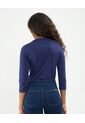 Camiseta Manga 3/4 Con Botones En Hombro   Para Mujer Azul Patprimo de Patprimo