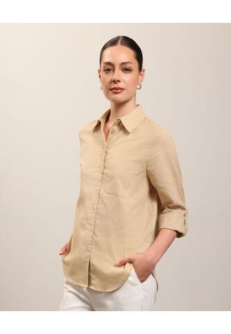 Camisa  Para Mujer Manga Larga Color Beige Marca Patprimo #30010761 Patprimo