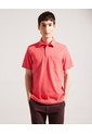 Polo Unicolor Textura  Cuello Duro Con Bolsillo Y Silueta Regular Fit, Campiello Linea Moda  Para Hombre Rojo Patprimo de Patprimo