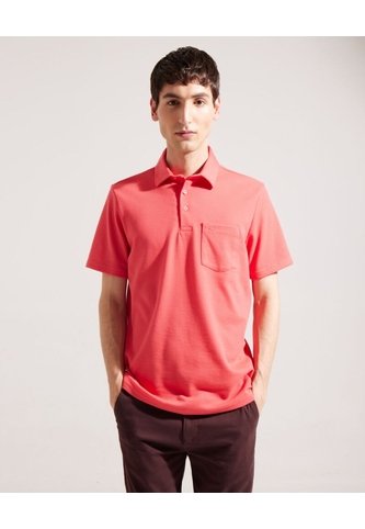 Polo Unicolor Textura  Cuello Duro Con Bolsillo Y Silueta Regular Fit, Campiello Linea Moda  Para Hombre Rojo Patprimo Patprimo