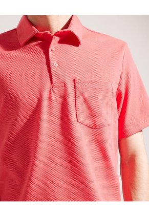 Polo Unicolor Textura  Cuello Duro Con Bolsillo Y Silueta Regular Fit, Campiello Linea Moda  Para Hombre Rojo Patprimo