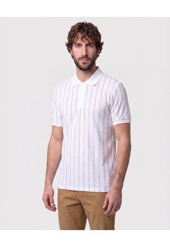 Polo Con Relieve Vertical   Para Hombre Blanco Patprimo Patprimo