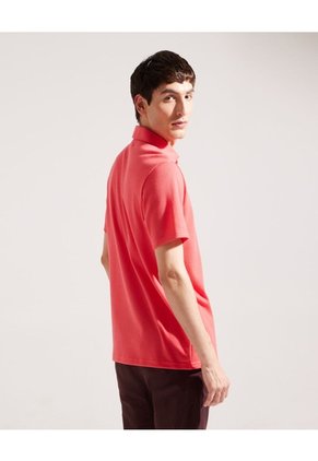 Polo Unicolor Textura  Cuello Duro Con Bolsillo Y Silueta Regular Fit, Campiello Linea Moda  Para Hombre Rojo Patprimo