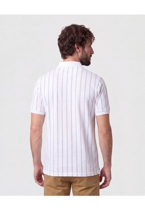 Polo Con Relieve Vertical Para Hombre Blanco Patprimo