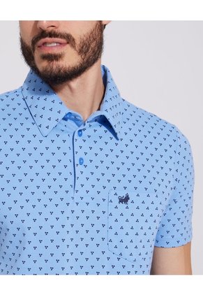 Polo Estampada, Cuello Maquina Duro Con Bolsillo, Silueta Regular Fit Azul  Para Hombre Azul Patprimo