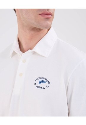 Polo Con Bordado  Para Hombre Blanco Patprimo