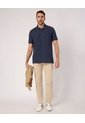 Polo Unicolor Con Detalle En Cuello   Para Hombre Azul Patprimo de Patprimo