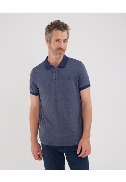 Polo Unicolor Con Textura, Cuello Y Puños Tejidos, Silueta Slim Fit, Lineas  Para Hombre Azul Patprimo
