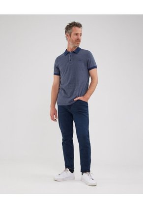 Polo Unicolor Con Textura, Cuello Y Puños Tejidos, Silueta Slim Fit, Lineas  Para Hombre Azul Patprimo