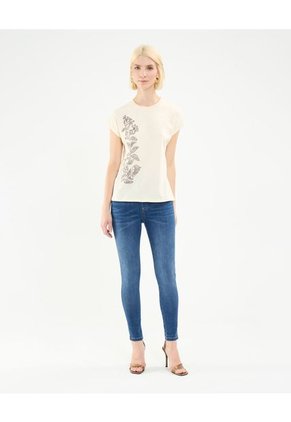 Camiseta Para Mujer Manga Corta Color Crema Marca Patprimo #30093648