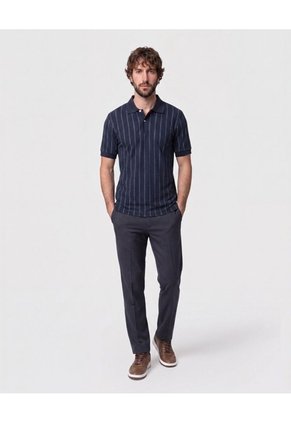 Polo Con Relieve Vertical Para Hombre Azul Patprimo