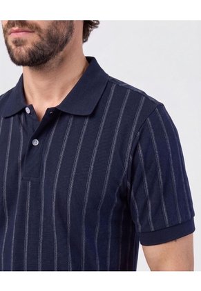 Polo Con Relieve Vertical Para Hombre Azul Patprimo
