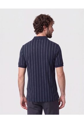 Polo Con Relieve Vertical Para Hombre Azul Patprimo