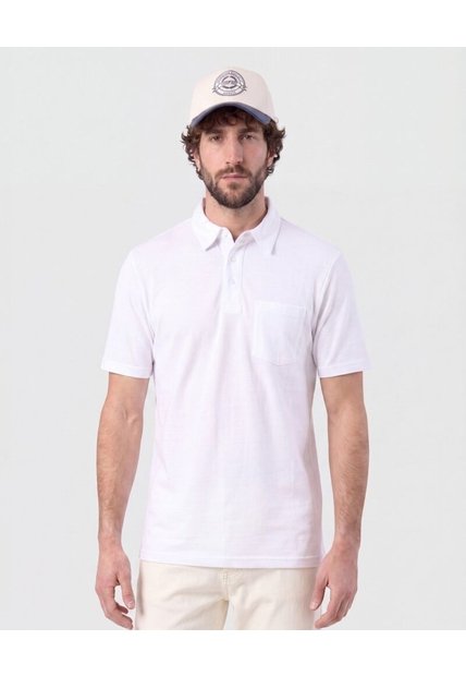 Polo Con Bolsillo De Parche   Para Hombre Blanco Patprimo