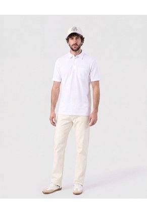 Polo Con Bolsillo De Parche Para Hombre Blanco Patprimo