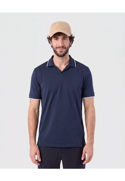 Polo Con Cuello Sin Botones   Para Hombre Azul Patprimo