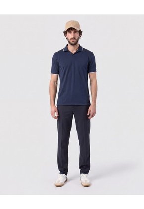 Polo Con Cuello Sin Botones   Para Hombre Azul Patprimo