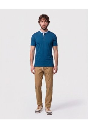 Polo Con Cuello Neru Y Pechera   Para Hombre Azul Patprimo