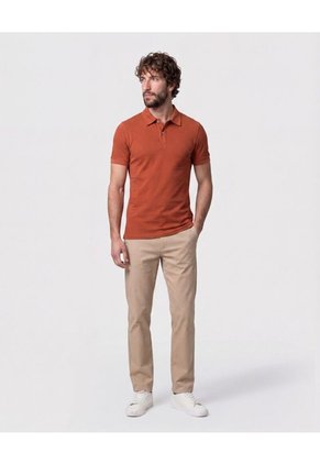 Polo Con Perilla Larga   Para Hombre Naranja Patprimo