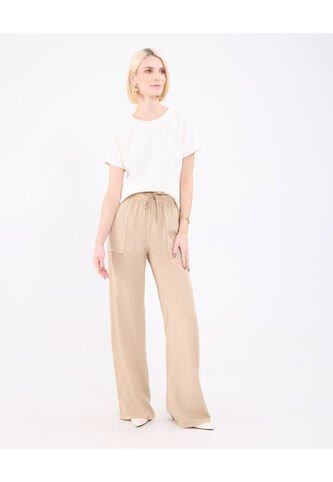 Jean Para Mujer Wide-Leg Color Beige Marca Patprimo #30160471 Patprimo