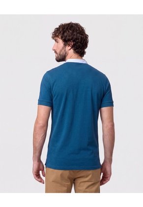 Polo Con Cuello Neru Y Pechera   Para Hombre Azul Patprimo