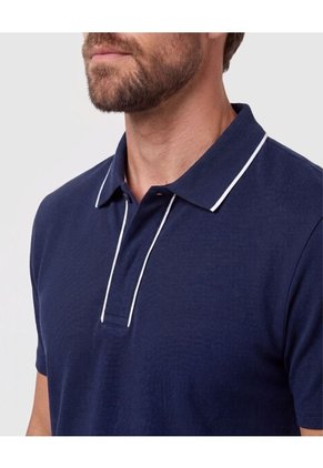 Polo Con Detalle En Cuello Para Hombre  Para Hombre Azul Patprimo