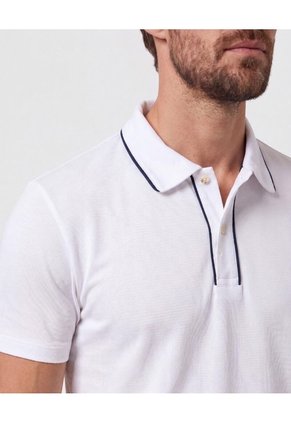 Polo Con Detalle En Cuello Para Hombre  Para Hombre Blanco Patprimo