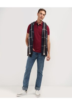 Polo Cuello Tejido Estampada  Para Hombre Vino Patprimo