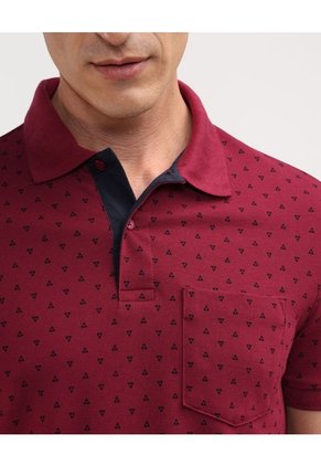 Polo Cuello Tejido Estampada  Para Hombre Vino Patprimo