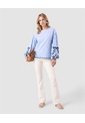 Blusa Manga Abullonada Con Bordados Mujer  Para Mujer Azul Patprimo de Patprimo