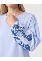 Blusa Manga Abullonada Con Bordados Mujer  Para Mujer Azul Patprimo de Patprimo