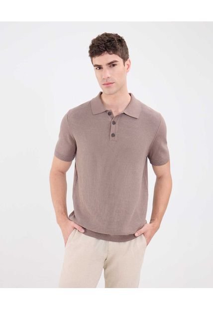 Polo Para Hombre Cuello Tejido Sin Bolsillo Color Café Marca Patprimo #44112725