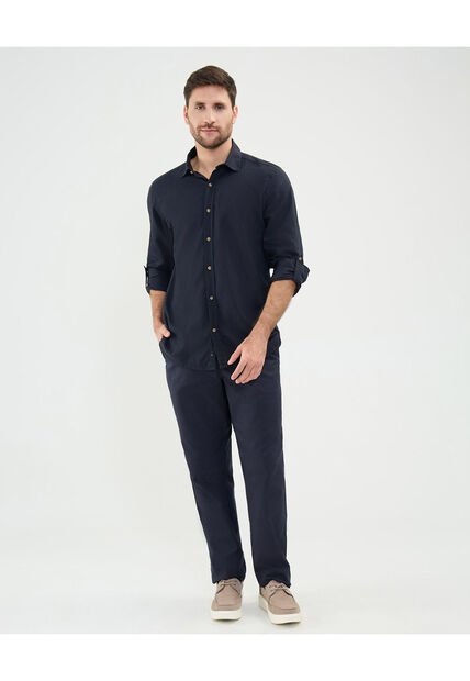 Pantalón En Efecto Lino  Para Hombre Azul Patprimo