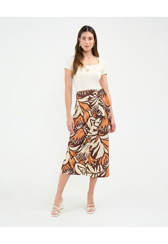 Falda Para Mujer Medio Color Café Marca Patprimo #30140397 Patprimo