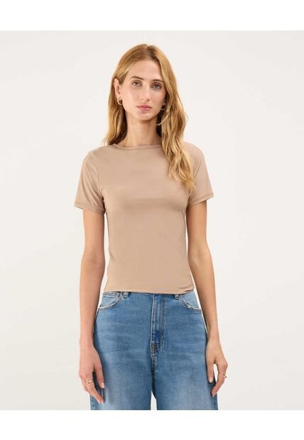 Camiseta Para Mujer Manga Corta Color Café  Marca Patprimo #30093638