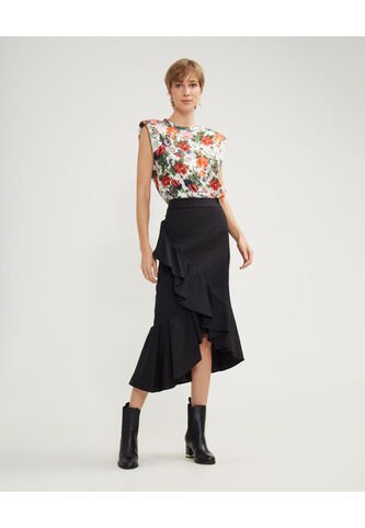 Falda Para Mujer Medio Color Negro Marca Patprimo #30140385 Patprimo