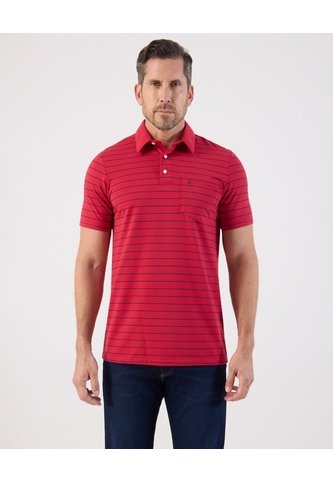 Polo De Rayas Con Bolsillo   Para Hombre Rojo Patprimo Patprimo