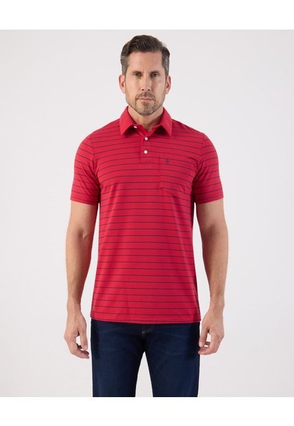 Polo De Rayas Con Bolsillo   Para Hombre Rojo Patprimo